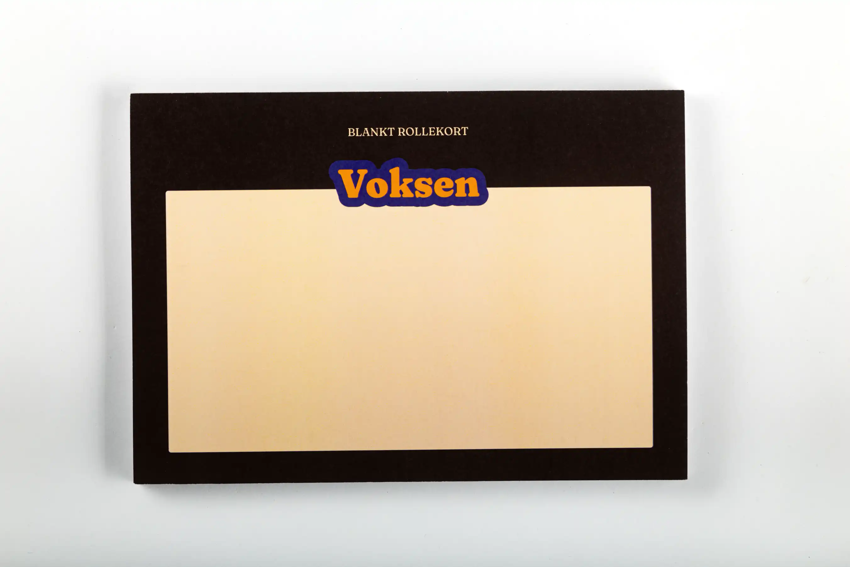 Et billede af blokken med blanke rollekort til voksen, med et stort felt der kan udfyldes. 